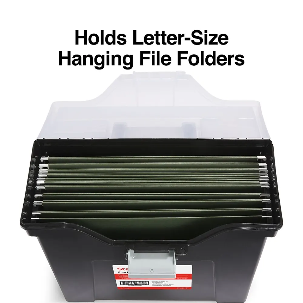 File Storage|TRU RED ™ Slim Portable File Tote, Letter Size, Black, 5/Carton (TR58297CT)