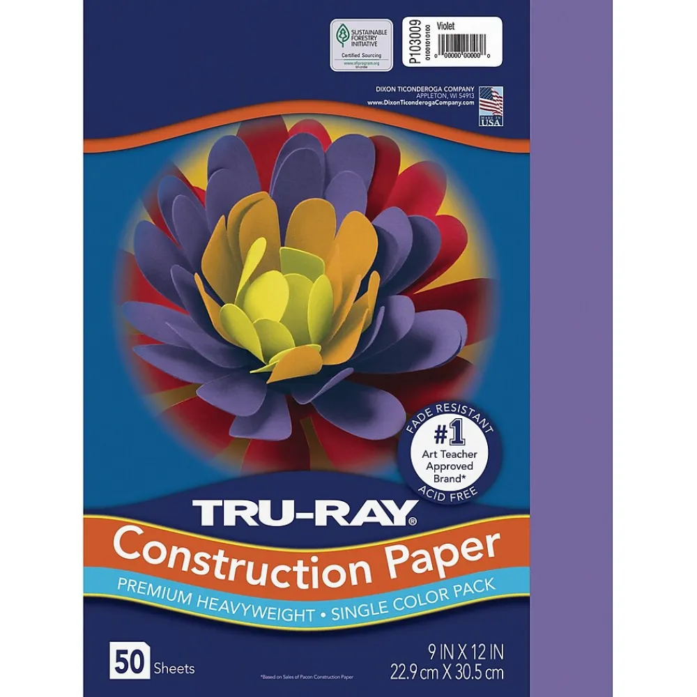 Construction Paper*Pacon Tru-Ray 9" x 12" Construction Paper, Violet, 50 Sheets (P103009)
