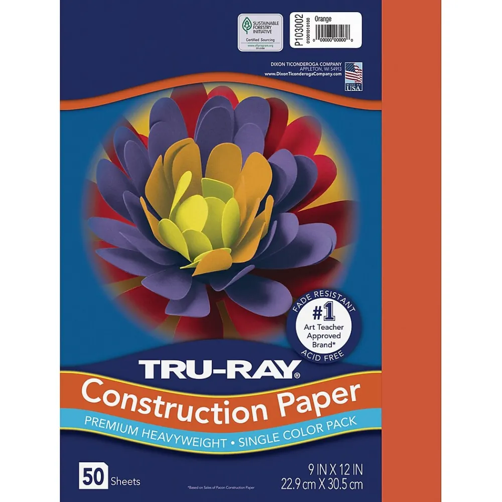 Construction Paper*Pacon Tru-Ray 9" x 12" Construction Paper, Orange, 50 Sheets (P103002)