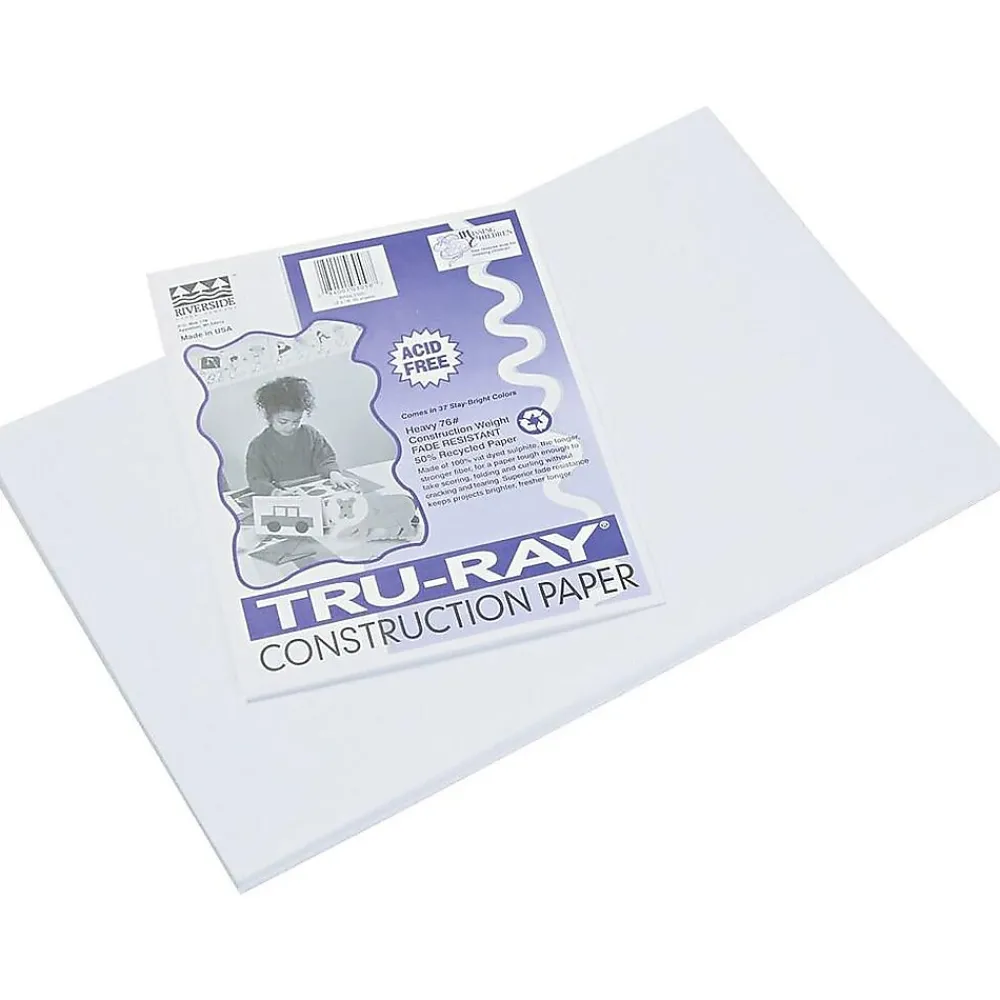 Construction Paper*Pacon Tru-Ray 12" x 18" Construction Paper, White, 50 Sheets (P103058)