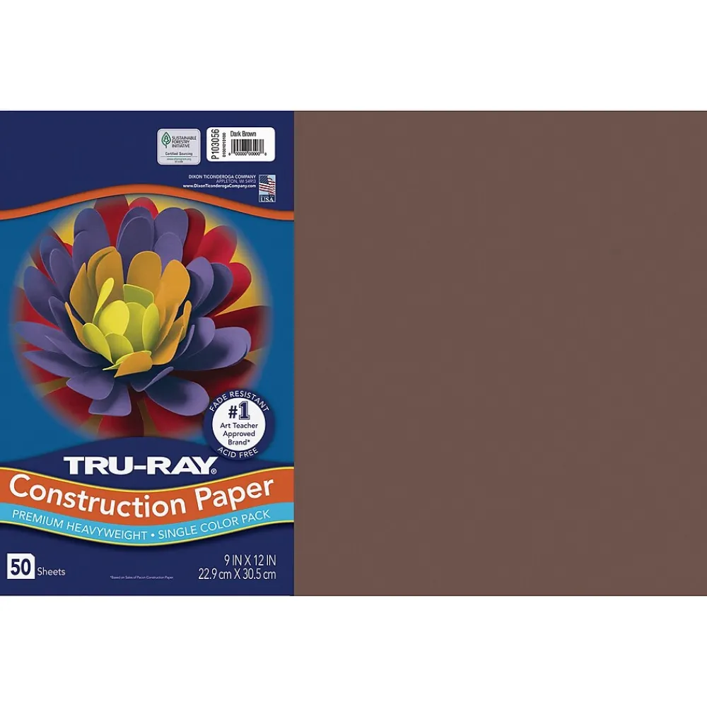 Construction Paper*Pacon Tru-Ray 12" x 18" Construction Paper, Dark Brown, 50 Sheets (P103056)