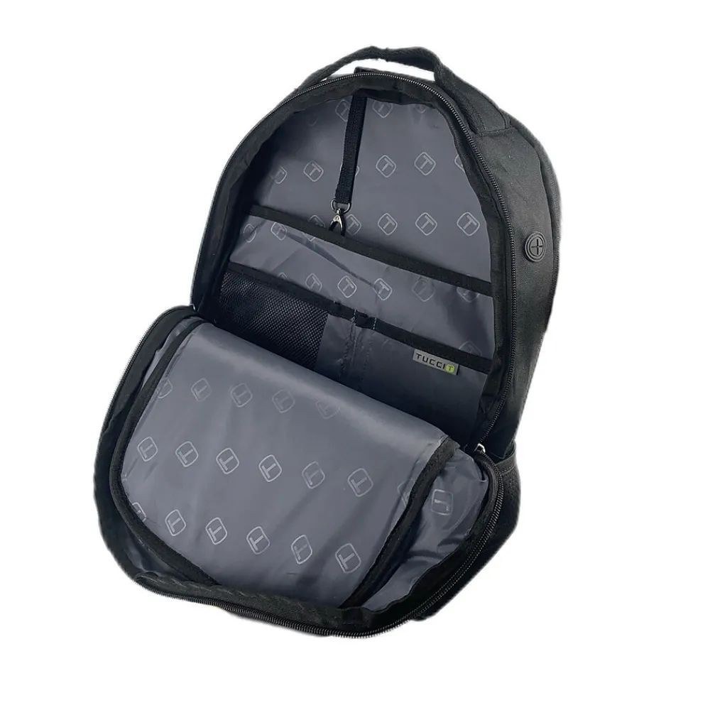 TUCCI CITY RIDER Laptop Backpack, Medium, Black (T0566)