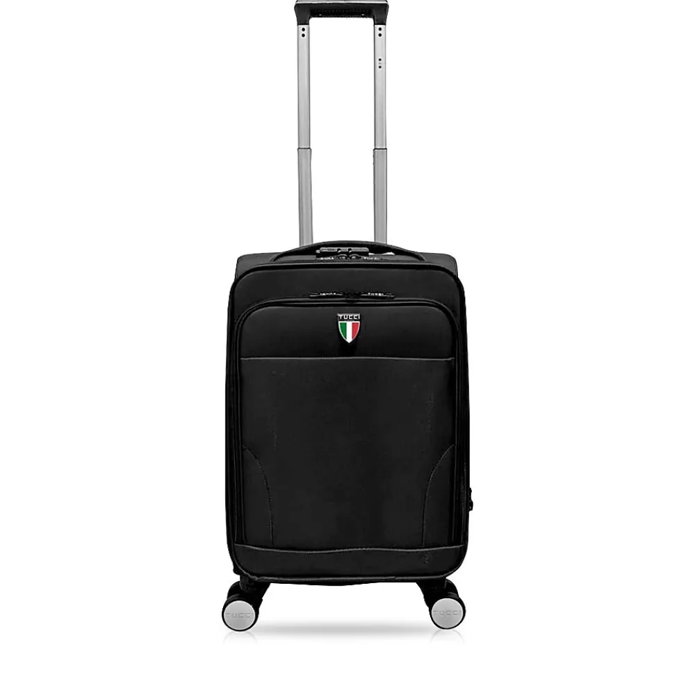 Hardside Carry-On Suitcase, 4-Wheeled Spinner, TSA Checkpoint Friendly (T0473-20in-BLK)<TUCCI