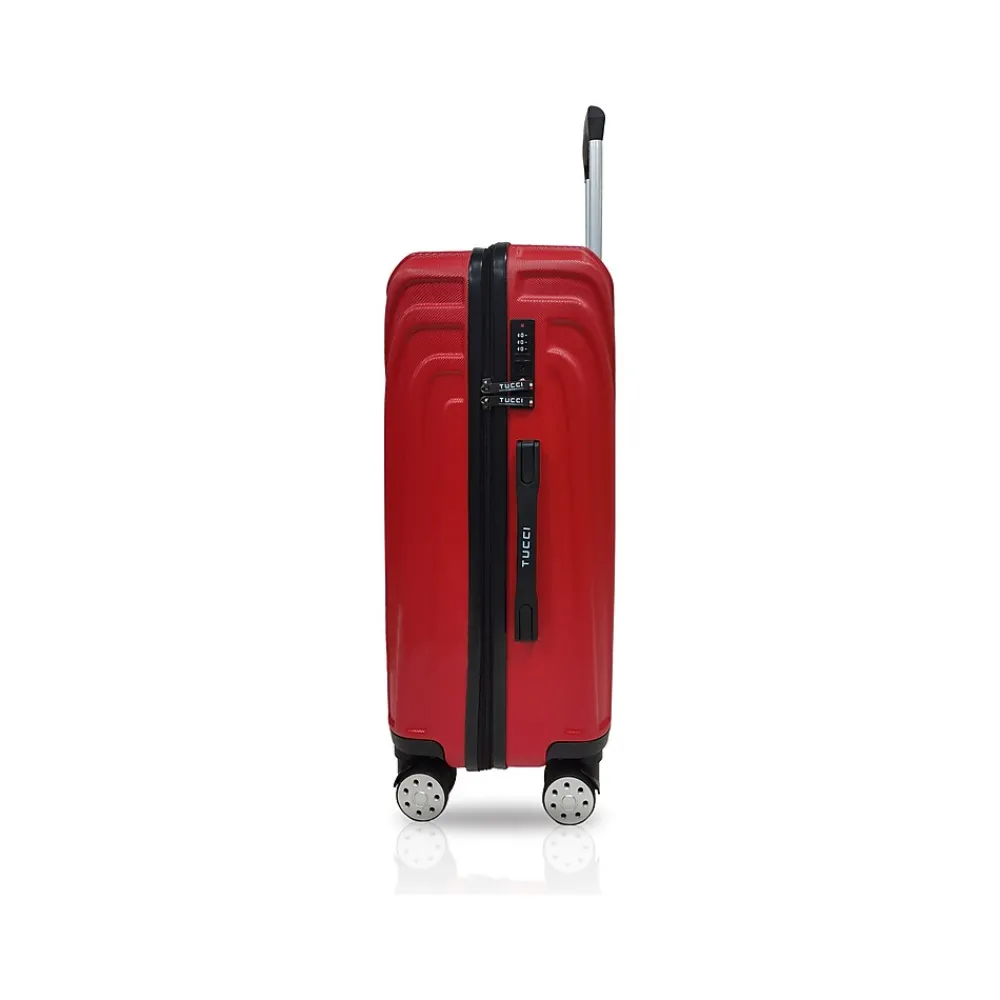 Italy BORDO 22.8" Hardside Carry-On Suitcase, 8-Wheeled Spinner, Dark Red (T0323-20in-DRED)<TUCCI Hot