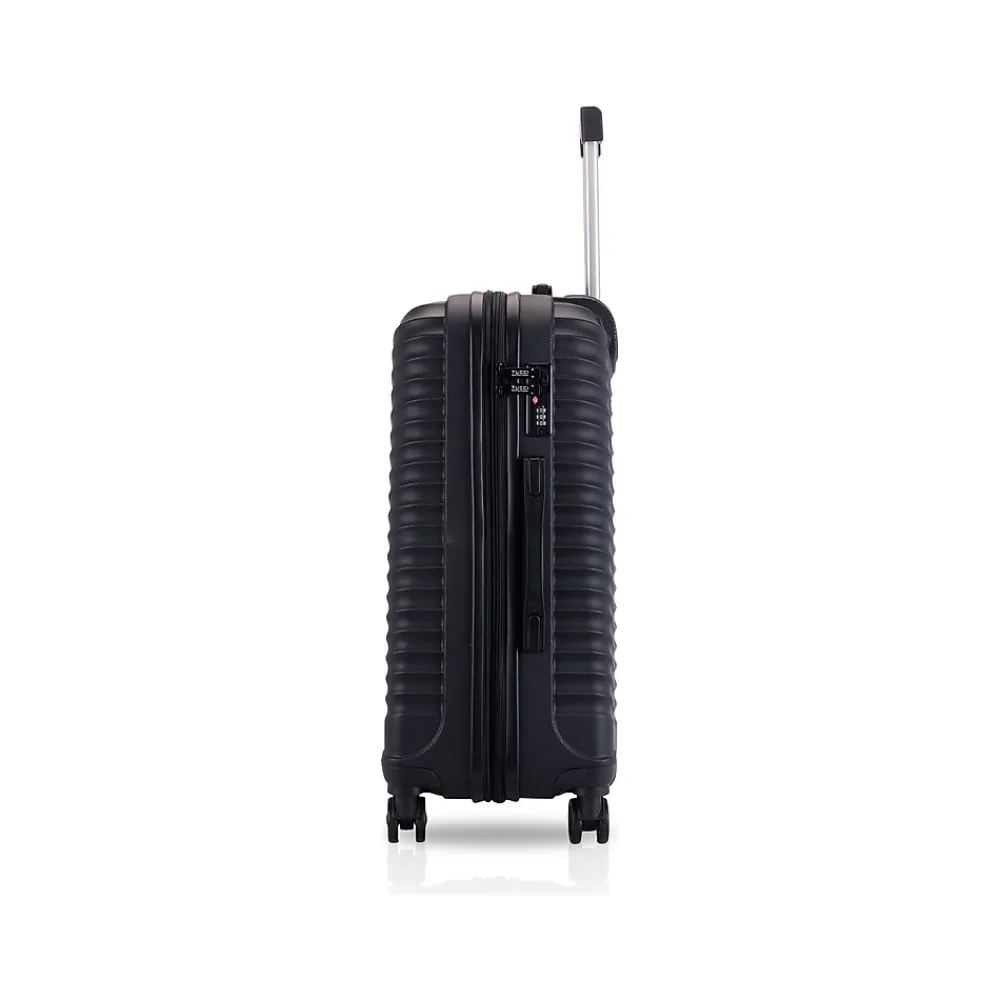 Italy FLETTERE 22.8" Hardside Carry-On Suitcase, 8-Wheeled Spinner, Black (T0281-20in-BLK)<TUCCI New