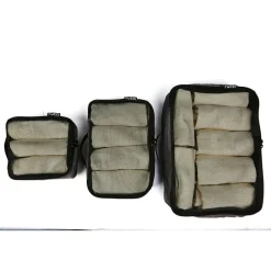 3-Piece Fabric Packing Cube Set, Water Resistant, Black (T0553-BLK)<TUCCI Best