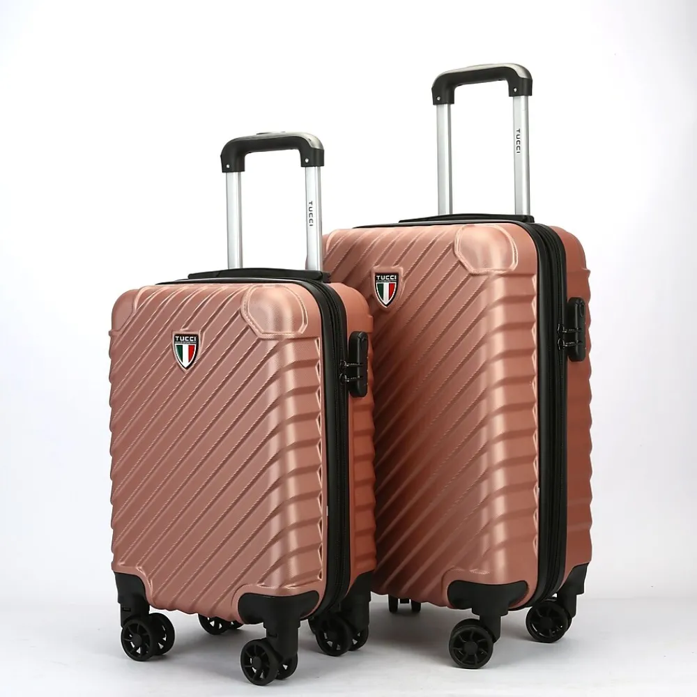 2-Piece Hardside Spinner Carry-On Luggage Set, TSA Checkpoint Friendly, Rose Gold (T0293-02PC-RGD)<TUCCI Hot