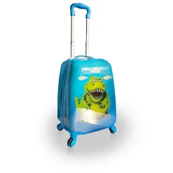 RexDino Hardside Carry-On Suitcase, 4-Wheeled Spinner, TSA Checkpoint Friendly, Blue (T0496-RexDino)<TUCCI Clearance