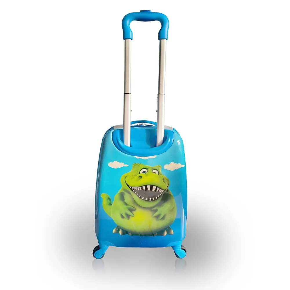 RexDino Hardside Carry-On Suitcase, 4-Wheeled Spinner, TSA Checkpoint Friendly, Blue (T0496-RexDino)<TUCCI Clearance