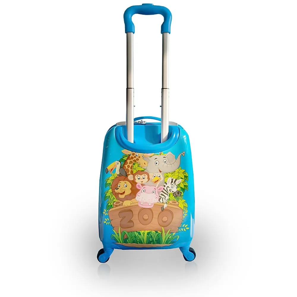 Zooland Hardside Carry-On Suitcase, 4-Wheeled Spinner, TSA Checkpoint Friendly, Blue (T0498-Zooland)<TUCCI Clearance