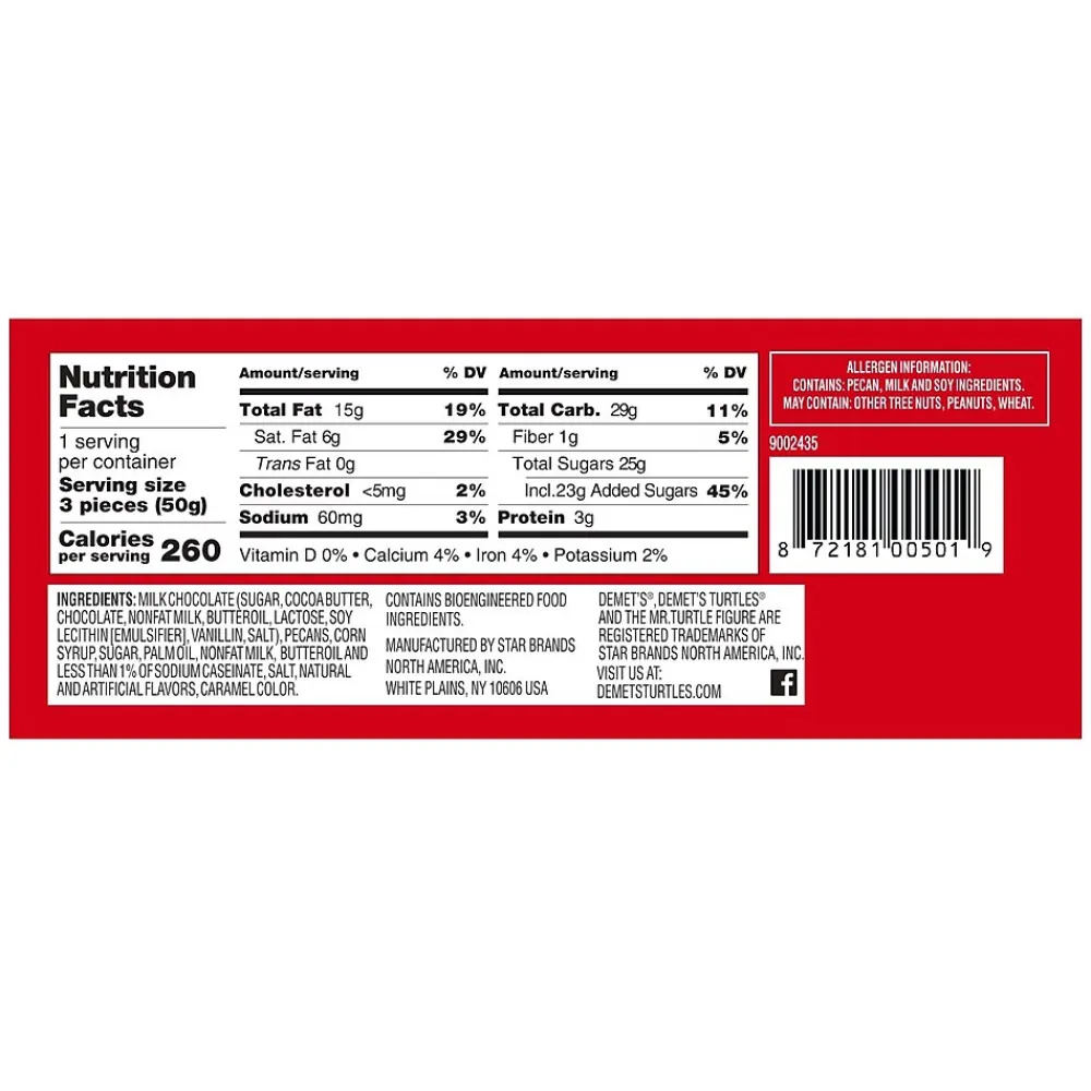 Turtles Original Chocolate covered Pecans Milk Chocolate Candy Bar, 1.76 oz., 24/Box (DCC501)