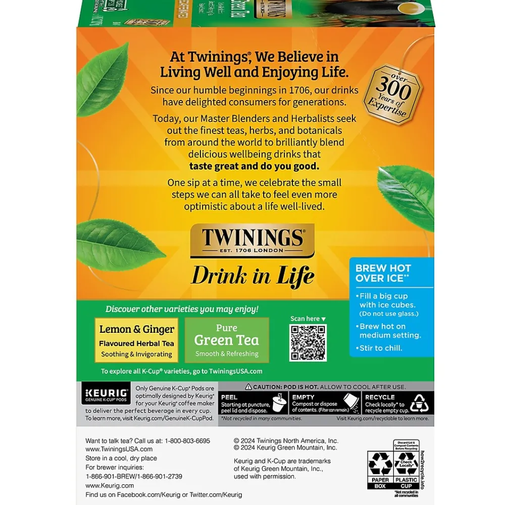 Twinings Decaf Green Tea, Keurig® K-Cup® Pods, 24/Box (TNA90557)