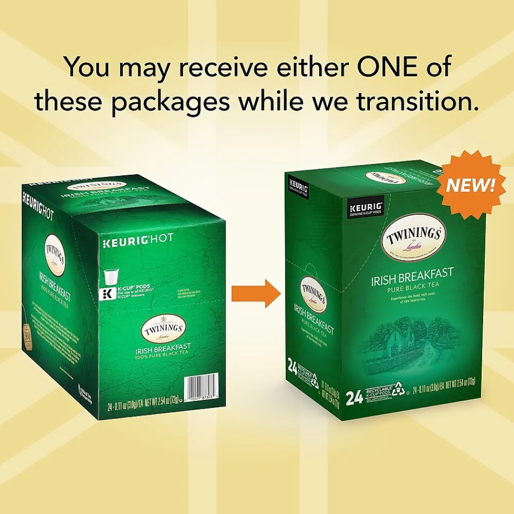Twinings Irish Breakfast Black Tea, Keurig® K-Cup® Pods, 24/Box (TNA87303)