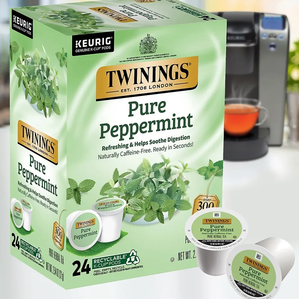 Twinings Pure Peppermint Herbal Tea, Keurig® K-Cup® Pods, 24/Box (TNA85813)