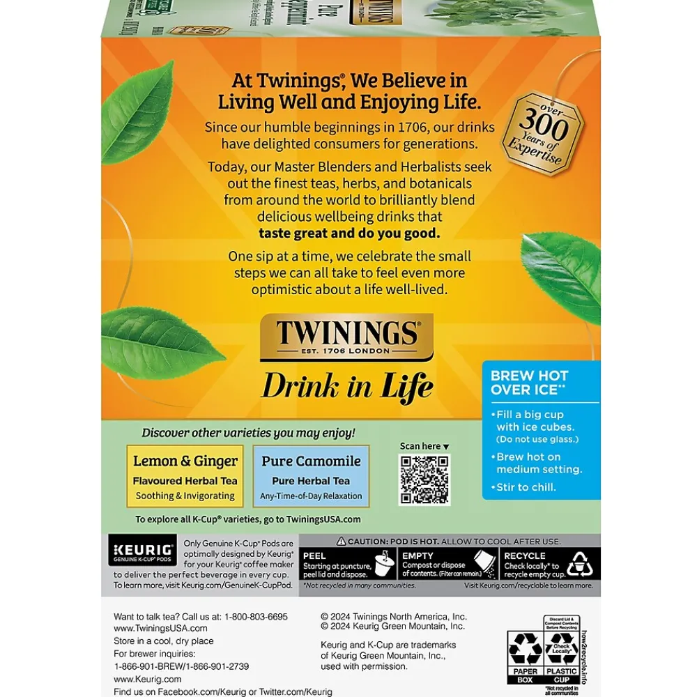 Twinings Pure Peppermint Herbal Tea, Keurig® K-Cup® Pods, 24/Box (TNA85813)