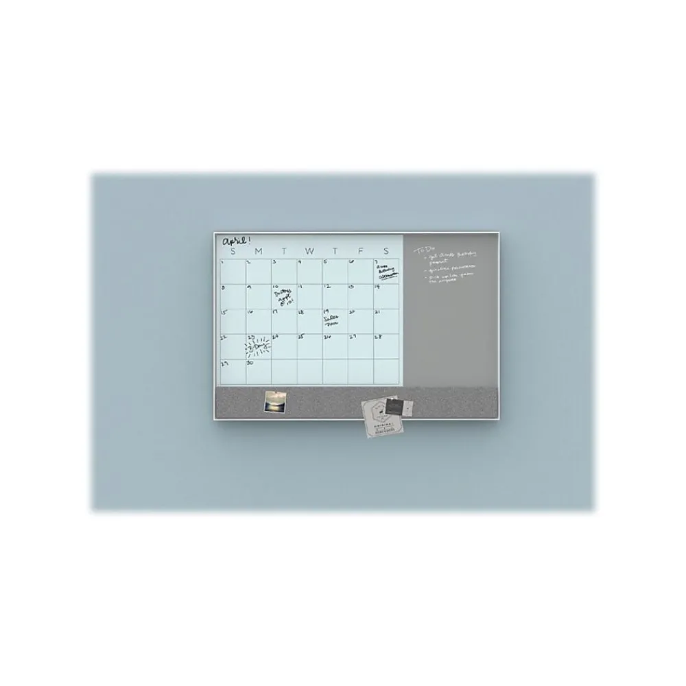 Dry Erase*U Brands Combination Dry-Erase Whiteboard, Aluminum Frame, 2' x 1.5' (3196U00-01)