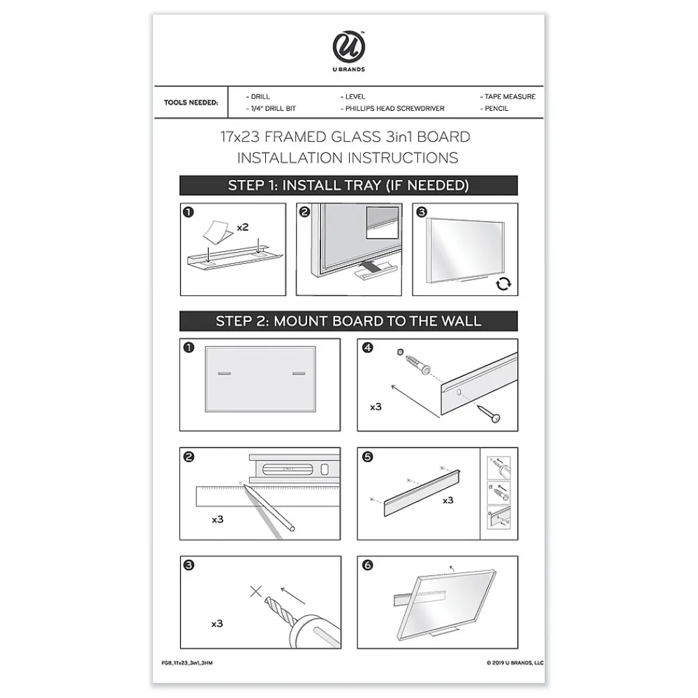 Dry Erase*U Brands Combination Dry-Erase Whiteboard, Aluminum Frame, 3' x 2' (3197U00-01)