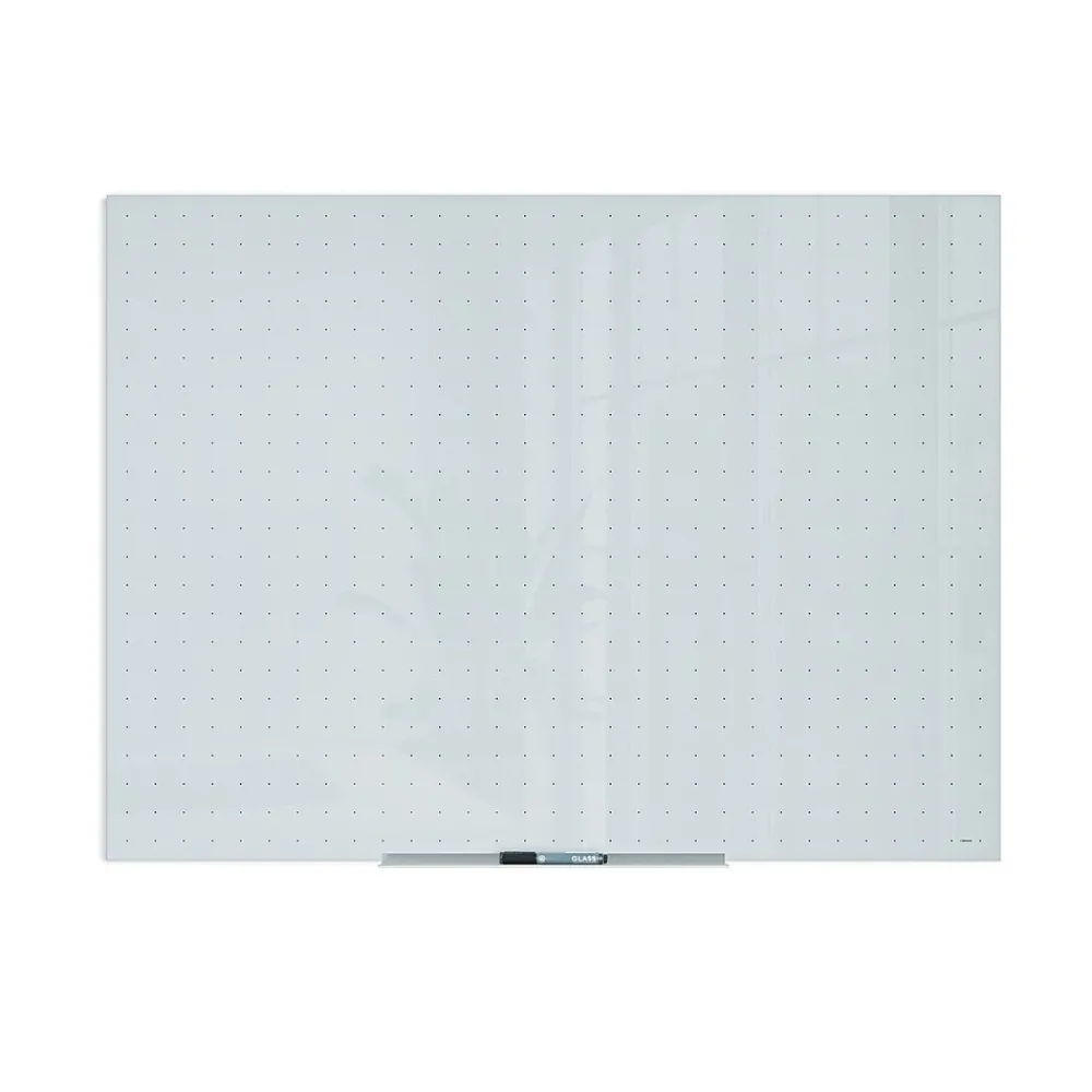 Dry Erase*U Brands Floating Glass Ghost Grid Dry Erase Board, Frameless, 4' x 3' (2799U00-01)
