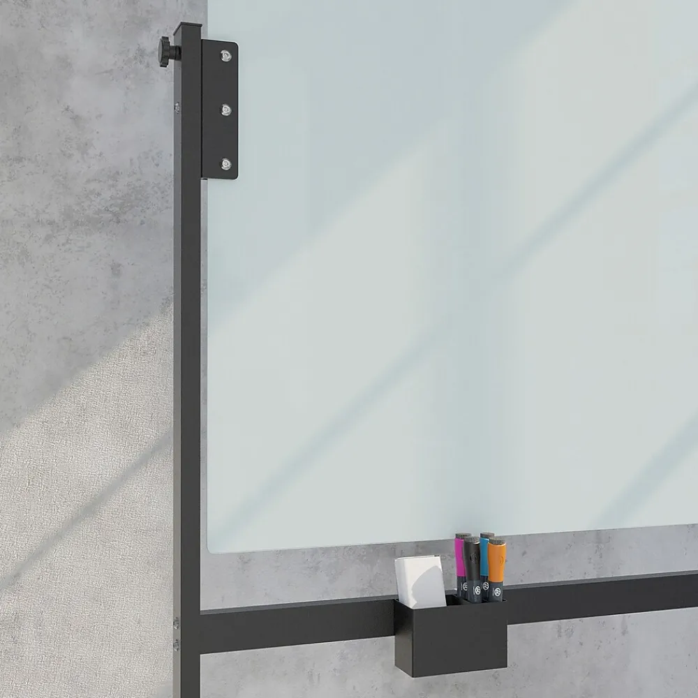 Dry Erase*U Brands Glass Mobile Dry-Erase Whiteboard, 4' x 3' (2914U00-01)