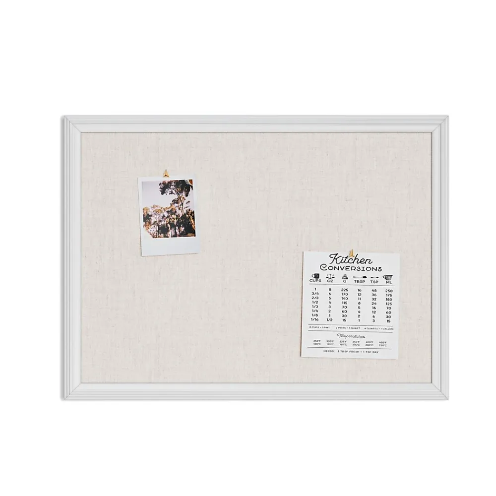 Bulletin*U Brands Linen Bulletin Board, 23" x 17", White Décor Frame