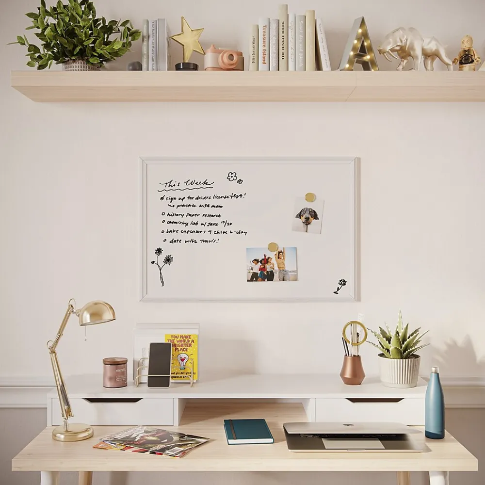 Dry Erase*U Brands Magnetic Dry Erase Whiteboard, White Decor Frame, 30" x 20" (2071U00-01)