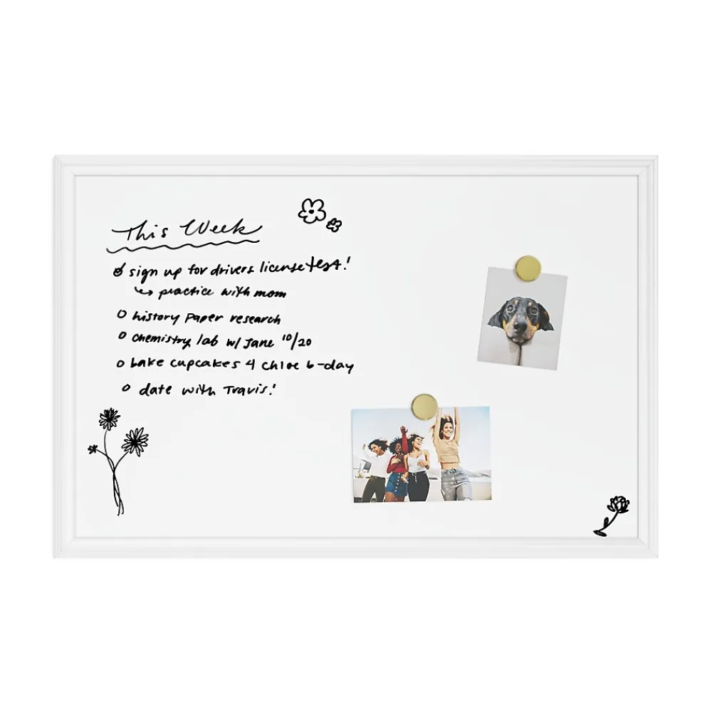 Dry Erase*U Brands Magnetic Dry Erase Whiteboard, White Decor Frame, 30" x 20" (2071U00-01)