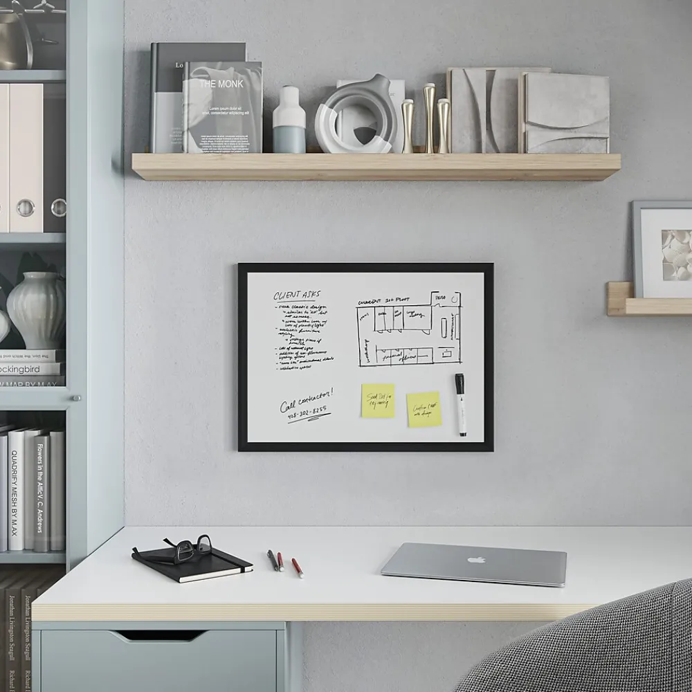Dry Erase*U Brands Magnetic Dry Erase Whiteboard, Black MDF Frame, 23" x 17" (307U00-01)
