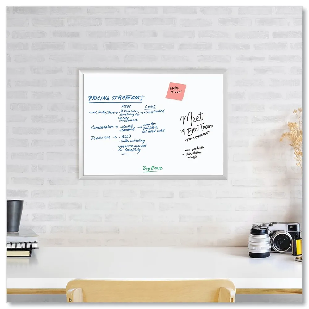 Dry Erase*U Brands Melamine Dry Erase Whiteboard, Silver Aluminum Frame, 23" x 17" (00030AANNN)