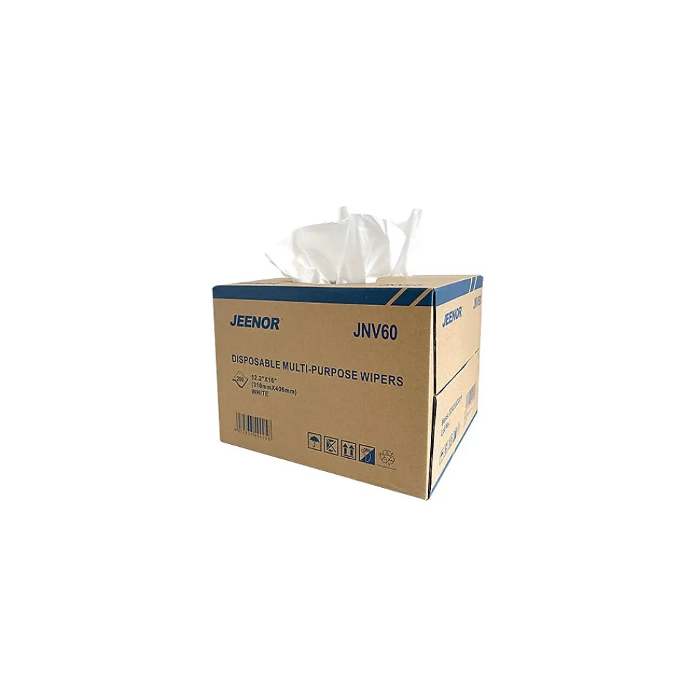 Nylon Cleaning Wipers, 16" x 12.2", White, 200 Wipers/Box (JNV60)<Unbranded Sale