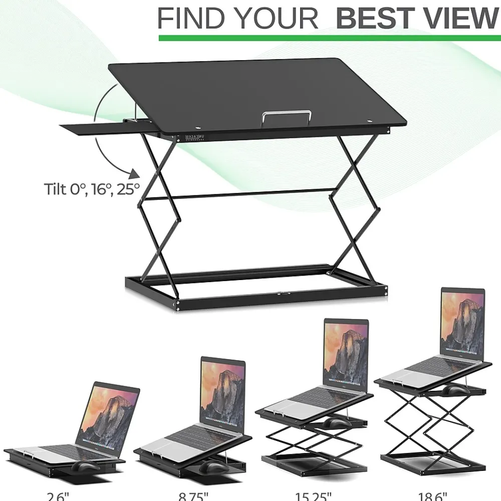 CD4 16.25" x 12.25" Metal Laptop Stand, Black (CD4-b)<Uncaged Ergonomics Outlet