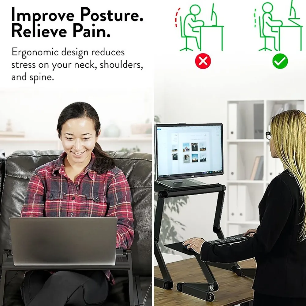 WorkEZ Cooling Laptop Lap Desk, Executive Black (WEEB)<Uncaged Ergonomics Clearance