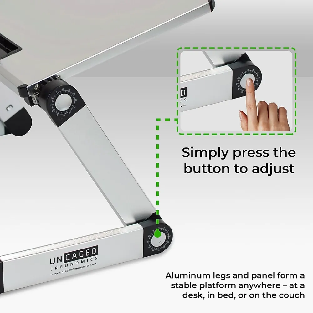 WorkEZ Ergonomic Laptop Cooling Stand, Light Silver (WELS)<Uncaged Ergonomics Discount