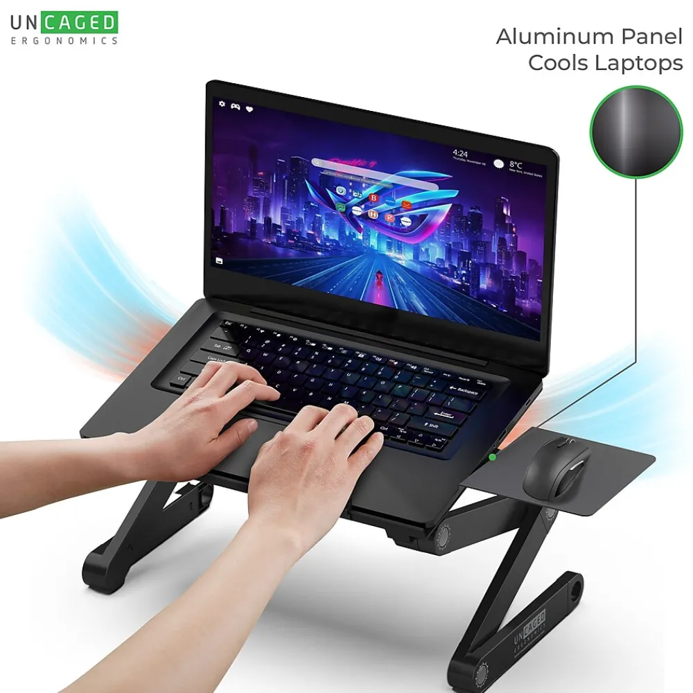 Uncaged Ergonomics Best 16.5" x 11" Aluminum Laptop Stand, Black (WEBLS-b)<WORKEZ Clearance
