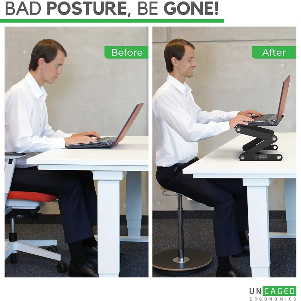 Uncaged Ergonomics Best 16.5" x 11" Aluminum Laptop Stand, Black (WEBLS-b)<WORKEZ Clearance