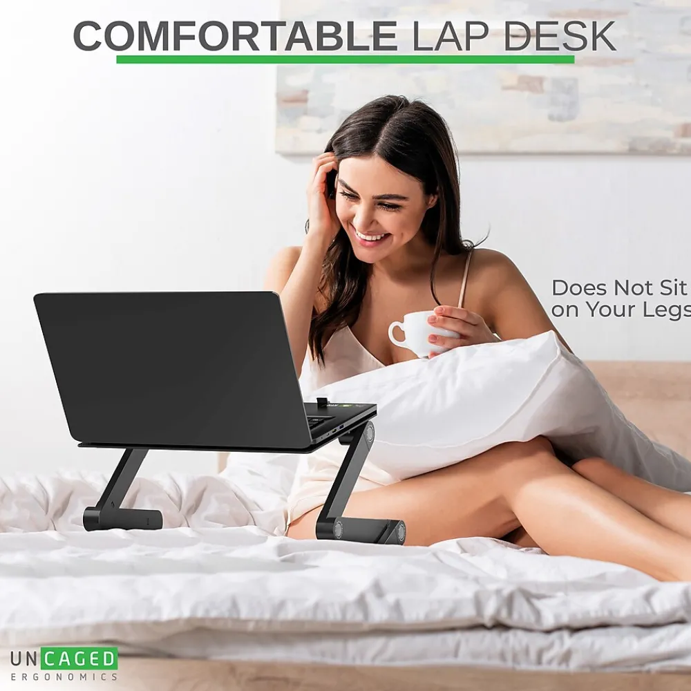 Uncaged Ergonomics Best 16.5" x 11" Aluminum Laptop Stand, Black (WEBLS-b)<WORKEZ Clearance
