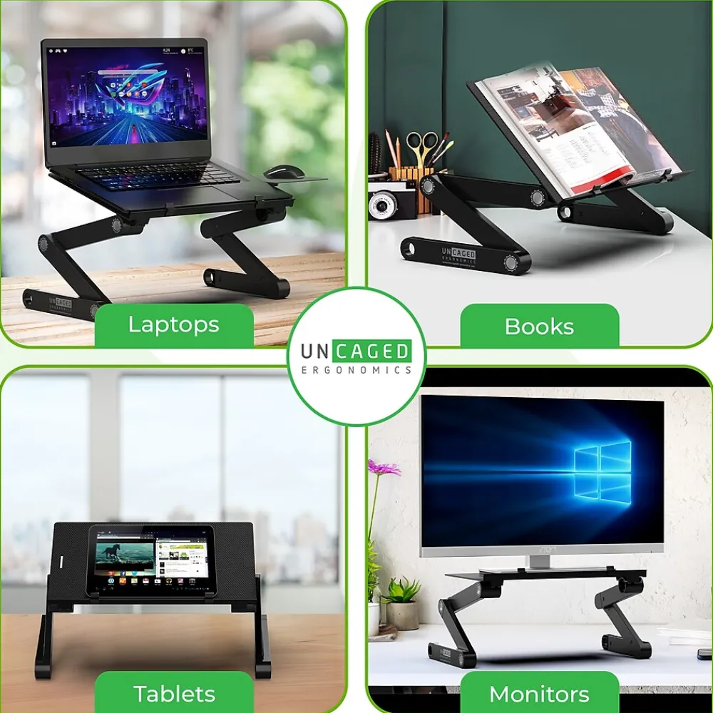 Uncaged Ergonomics Best 16.5" x 11" Aluminum Laptop Stand, Black (WEBLS-b)<WORKEZ Clearance