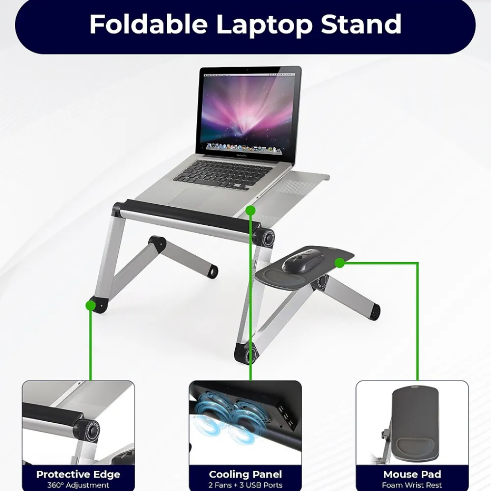 WorkEZ Cool Laptop Riser, 18 x 11”, Silver (WECs)<Uncaged Ergonomics Discount