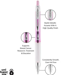 Pens|uni-ball uniball 207 Pink Ribbon Retractable Gel Pens, Medium Point, 0.7mm, Black Ink, Dozen (1745267)