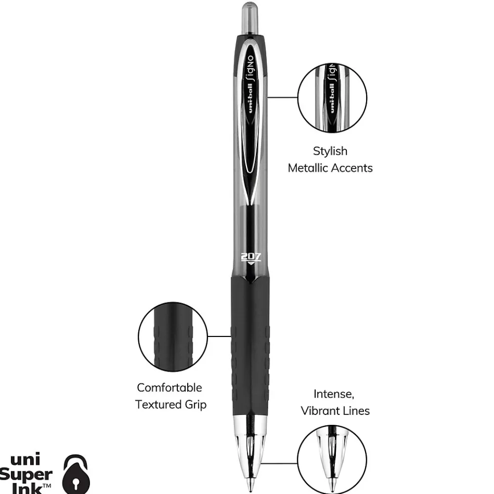 Pens|uni-ball uniball 207 Retractable Gel Pens, Medium Point, 0.7mm, Assorted Ink, 8 Pack (40110)