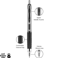 Pens|uni-ball 207 Signo RT Retractable Gel Pens, Medium Point, 0.7mm, Black Ink, 4/Pack (33960)