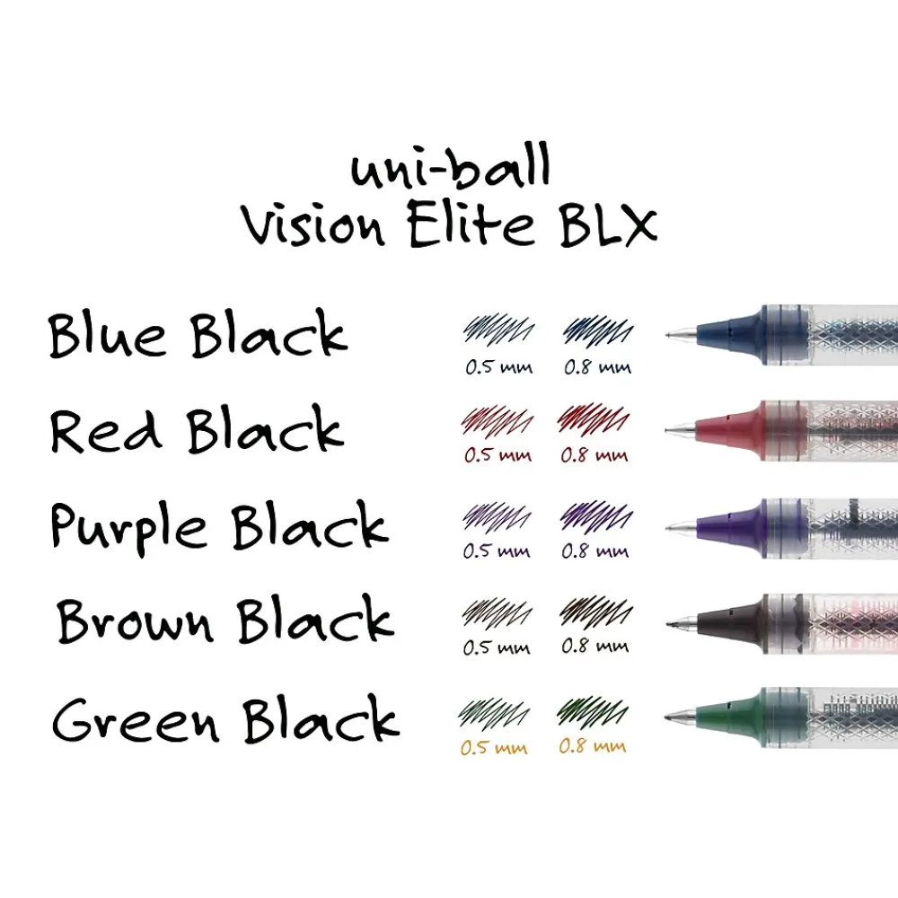 Pens|uni-ball uniball Vision Elite BLX Rollerball Pens, Micro Point, 0.5mm, Blue Ink (69020)