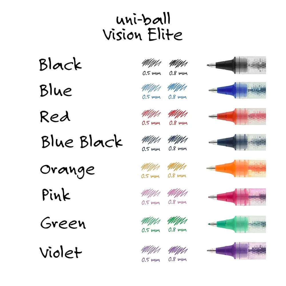 Pens|uni-ball uniball Vision Elite Rollerball Pens, Bold Point, 0.8mm, Red Ink (69023)