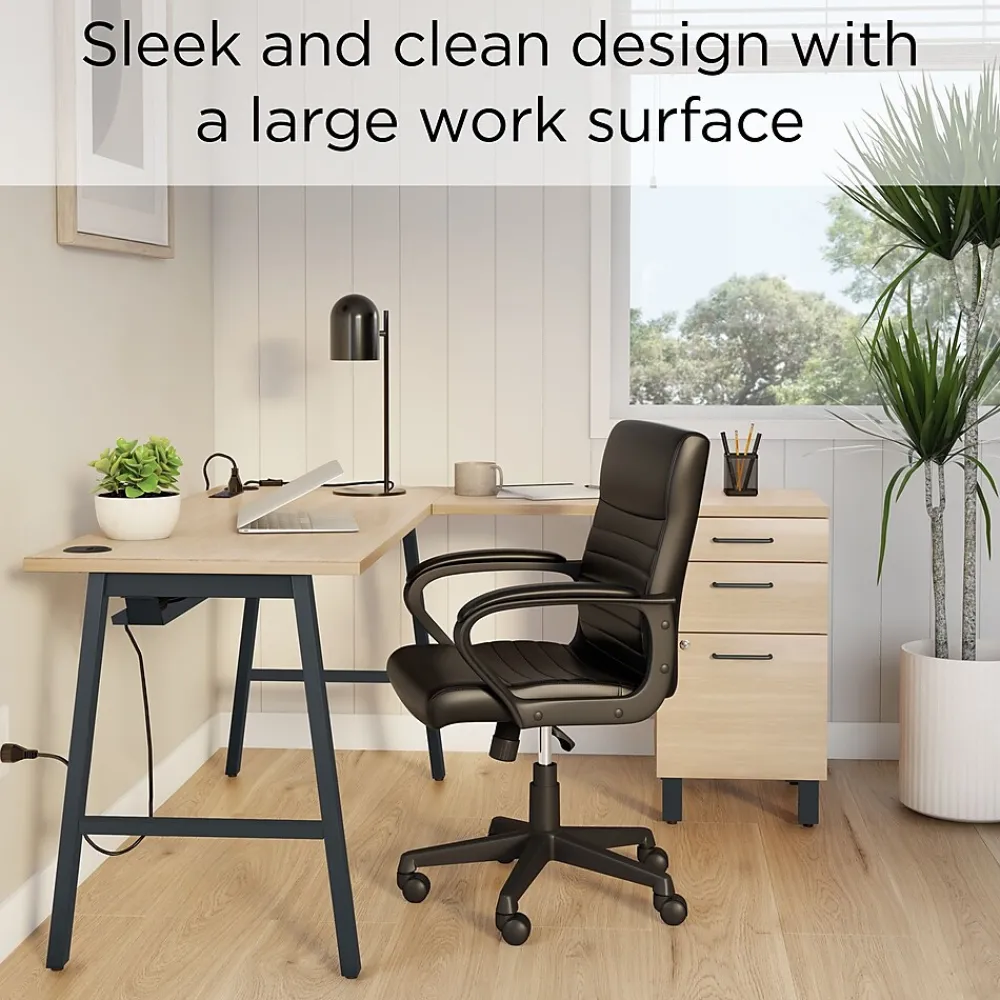 L-Desks*Union & Scale ™ Essentials 60"W L-Shaped Desk, Natural (UN60420)