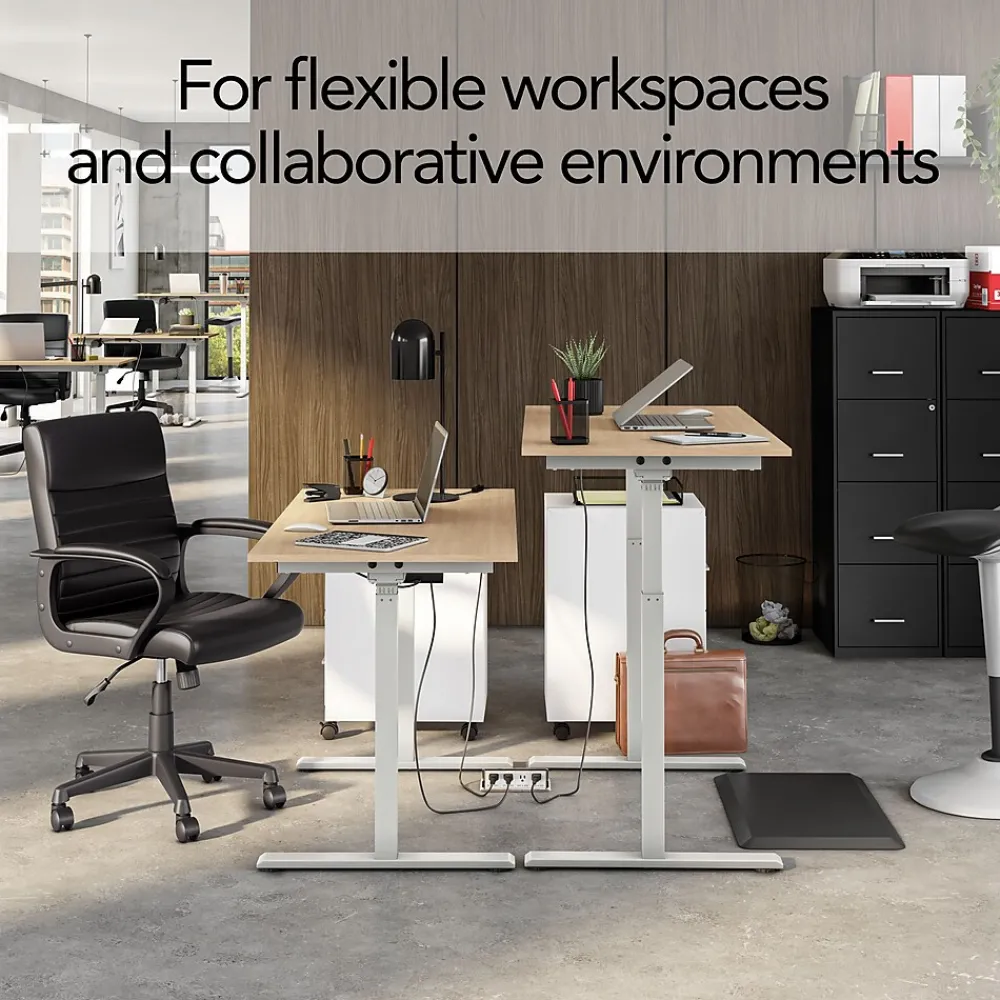 Standing Desks*Union & Scale ™ Essentials 48"W Electric Rectangular Adjustable Standing Desk, Natural (UN60415-CC)