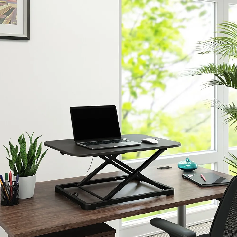 Standing Desks*Union & Scale ™ FlexFit™ 27"W Manual Rectangular Adjustable Desk Converter, Black (UN45516-CC)