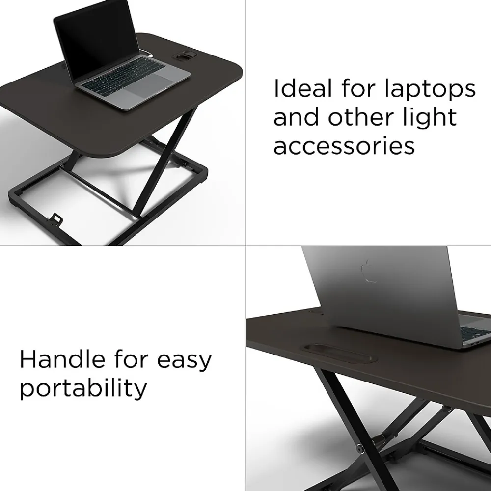 Standing Desks*Union & Scale ™ FlexFit™ 27"W Manual Rectangular Adjustable Desk Converter, Black (UN45516-CC)