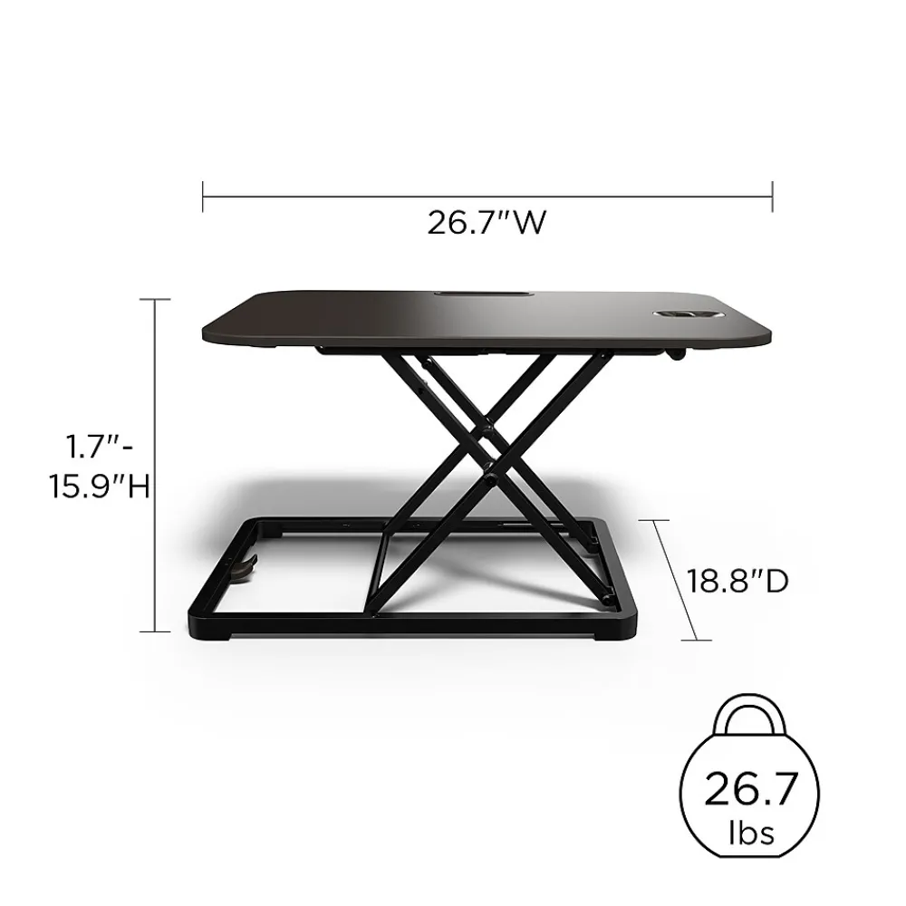 Standing Desks*Union & Scale ™ FlexFit™ 27"W Manual Rectangular Adjustable Desk Converter, Black (UN45516-CC)