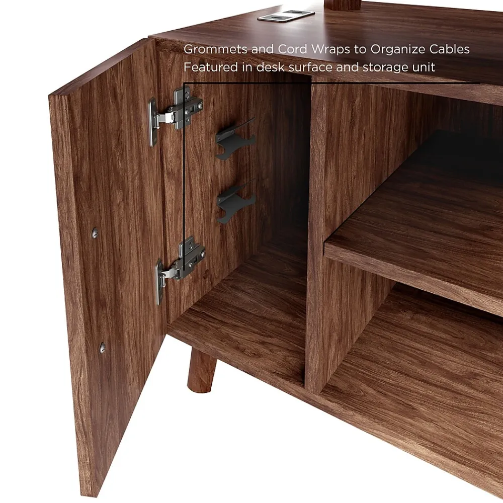 Corner Desks*Union & Scale ™ MidMod 60"W Computer and Writing Storage Desk, Espresso (UN56950)