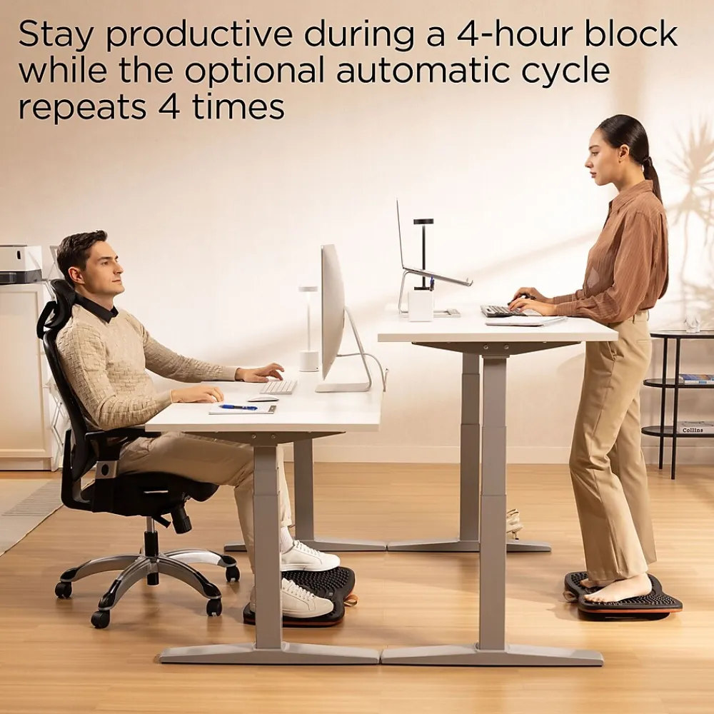 Standing Desks*Union & Scale ™ 55"W Electric Rectangular Adjustable Standing Desk with Micro Movements, White (UN62092)