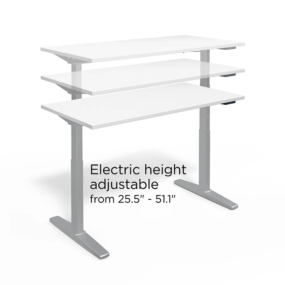 Standing Desks*Union & Scale ™ 55"W Electric Rectangular Adjustable Standing Desk with Micro Movements, White (UN62092)